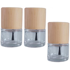 luzen 3Pcs 5ml Empty DIY Nail Polish Bottles with Bamboo Cap and Brush Refillable Cylindrical Glass Nail Polish Bottles Vials Containers for DIY Nail Art or Sample, Clear