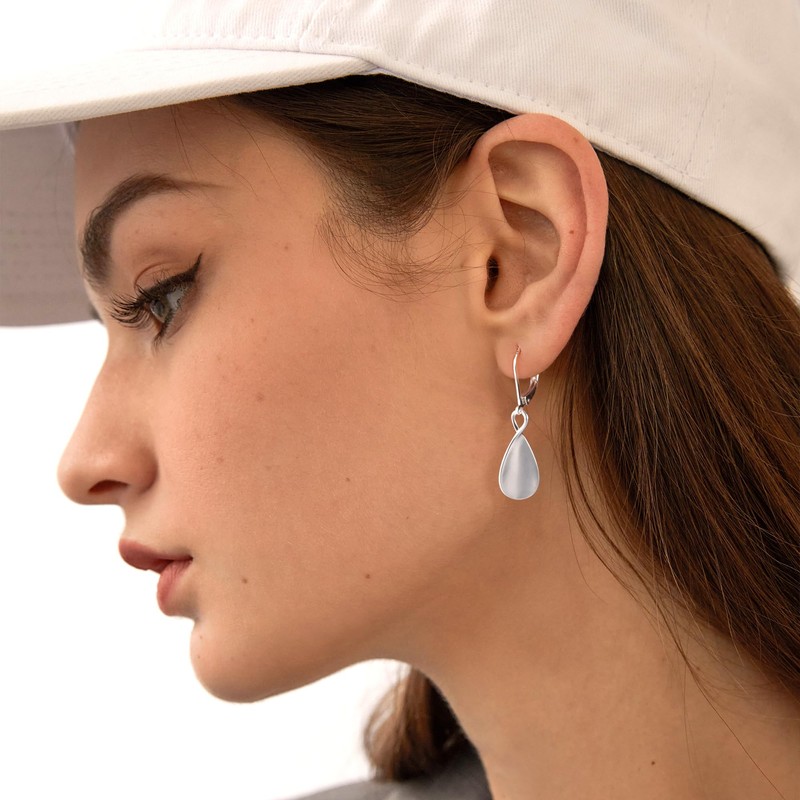 ALEXCRAFT Sterling Silver Teardrop Earrings for Women Silver Leverback Drop