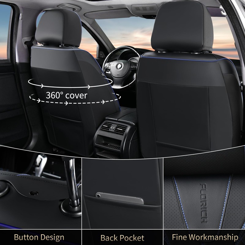 FLORICH Automotive Front Seat Covers for Cars, Leather Car Seat