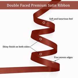 FQTANJU Scarlet Satin Ribbon Double Faced Satin 1/2 inch x Continuous 55 Yards Ribbon for Gift Wrapping Wedding Party Wreath Bows Bouquet Floral Arrangement Home Decoration