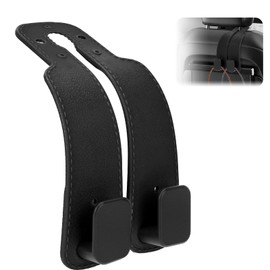 LEQSDIJK Upgraded 2 in 1 Car Hooks for Purses and Bags, Cute Universal Car Hook, Rubber + Alloy Holder (Black-1 Pack)