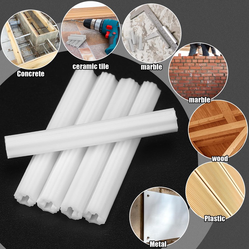 Lineshading 200 Pcs Expanding Plastic Screw Anchors 3/16" Hole White