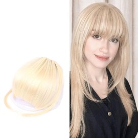 Spiferpo Clip-in Hair Fake Bangs Extensions,with Invisible Clips Airy French and Air Bangs Thin Hair with Temple Coverage for Women Curved Bangs Easy to Style Seamless Blend Natural for Daily Wear