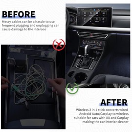 Wireless Android Auto und Carplay Wireless Adapter, Wireless 2 in 1 Stick wandelt verdrahtete Android Auto/Carplay in drahtlos um, geeignet für Autos mit AA und Carplay, USB C/A Kabel Mini Version