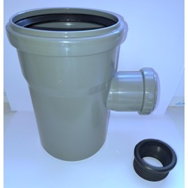 Soil Pipe 110 mm Branch with 90 Degree 40 or 50 mm Inlet - Push-Fit Sewerage - Grey