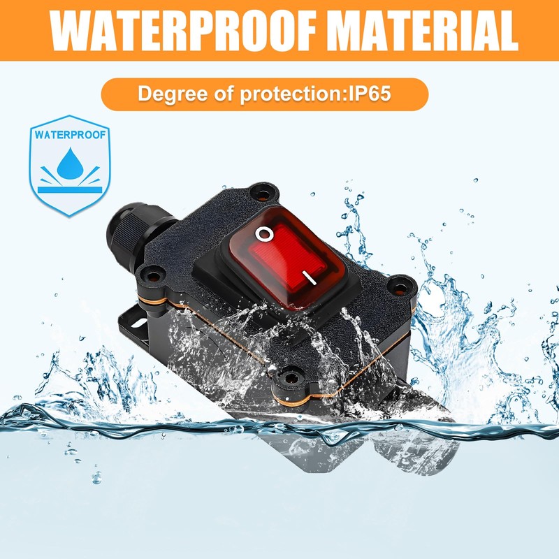 Pack of 2 Waterproof Inline Switch 12 V 20 A,