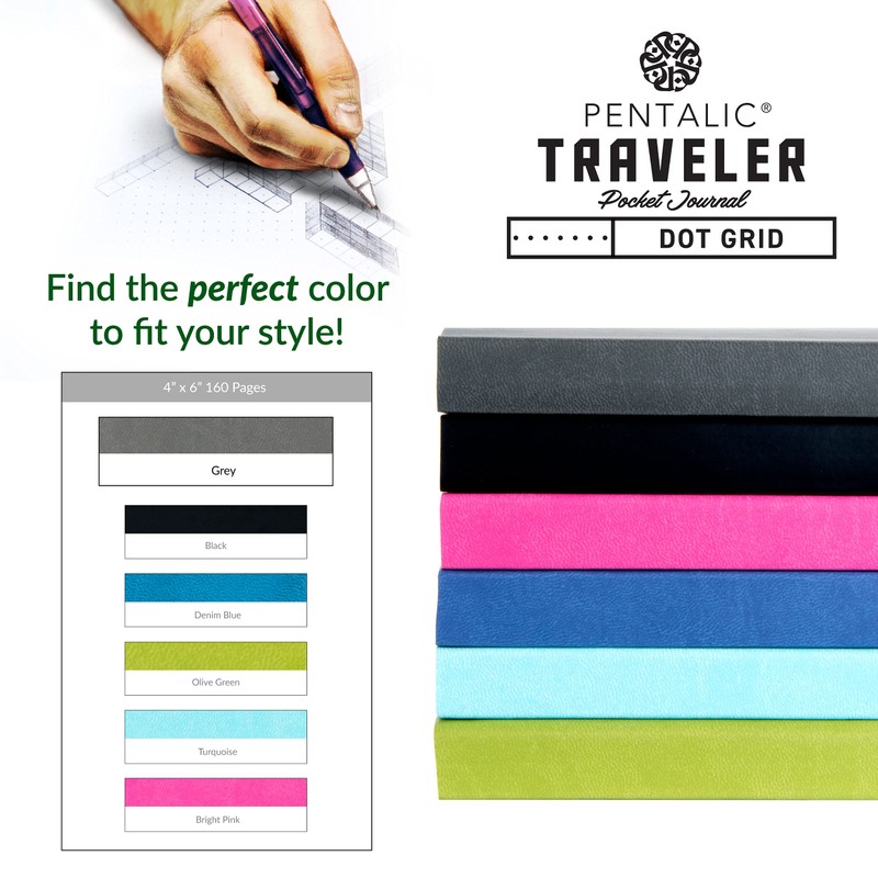 Pentalic 4 x 6" Pocket Dot Grid Traveler Journal, 160