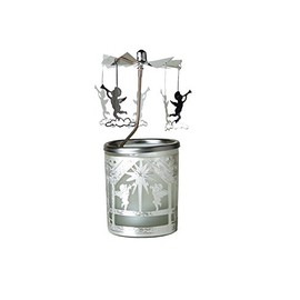 Kerzenfarm Angels Rotary Carousel for Tealights, Metal and Glass, 16.5cm high, Silver, 6x6x16.5 cm