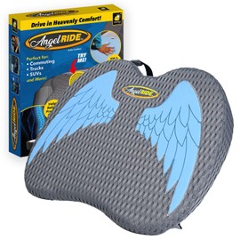 Angel Ride Premium Auto Cushion with Memory Foam, AS-SEEN-ON-TV, Advanced Lumbar Helps Relieve Pressure Points, Molds to Any Body, Drive in Heavenly Comfort in Any Vehicle, Washable Cover
