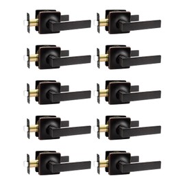 Mengico 10 Pack Interior Passage Door Lever, Oil Rubbed Bronze Left or Right Handing for Closet and Hallway Doors,Square Heavy Duty Door Handle Set