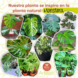 Artego Planta Artificial Decorativa Moderna con Maceta Monstera de 140cm de Alto hogar Sala Comercio Oficina                                          