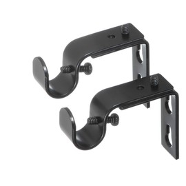 Ivilon Short Projection Brackets for Curtain Rods - for 1/2 or 5/8 Inch Rods. Set of 2 - Black