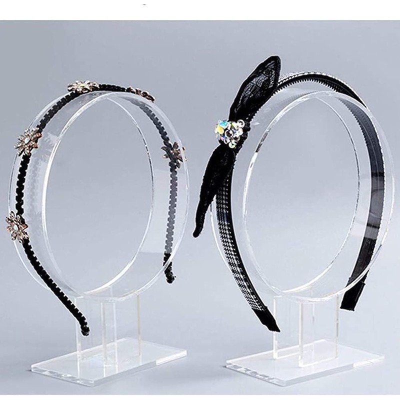 2pcs Clear Acrylic Headband Display Stand Headwear Holder Hairband Organizer