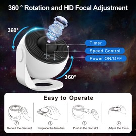 Lysumurl Galaxy Projector, 13 in 1 Planetarium Star Projector with 12 Film Discs, 360° Starry Sky Night Light Nebula Projector Lamp, Celestial Galaxy Projector Light for Adults Kids Bedroom Decoration
