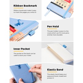 Molekaus Password Book with Tabs Password Keeper with Extra Password Space to Change Password. Medium Size Password Notebook for Home or Office for Internet Log In, 5.3 * 7.7in Lavender