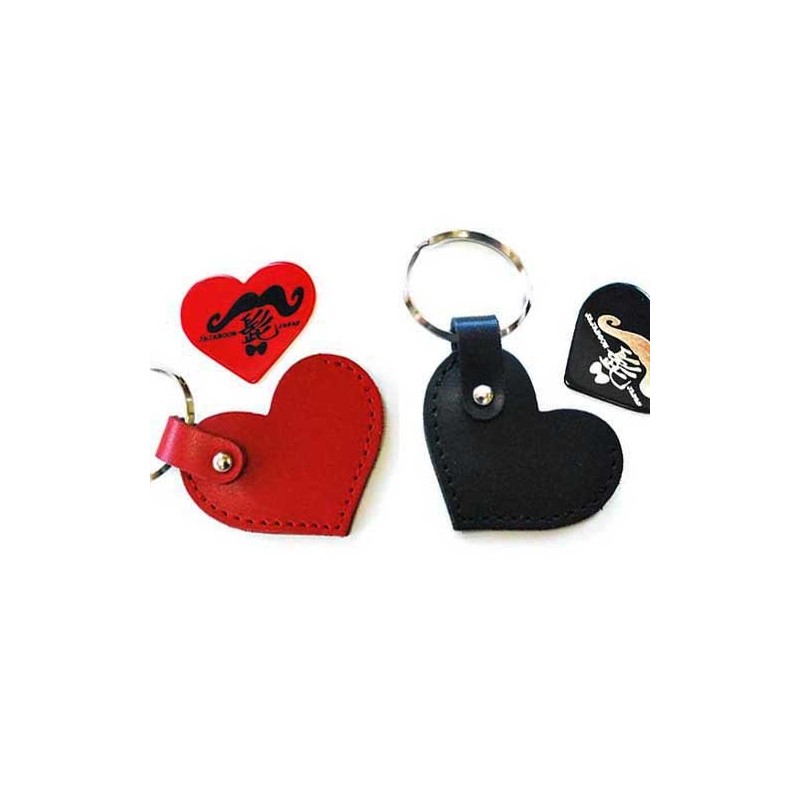 JAJABOON Heart-Shaped Pick Case Key Chain with Beard, Guitar Pick