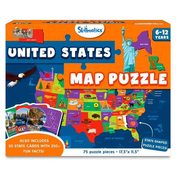 Skillmatics United States Map Puzzle - 75 Piece Jigsaw Puzzle,