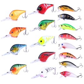 Fishing Lures Kit Mix Includes Minnow Popper Crankbait and Fish Hook for Fishing Saltwater Freshwater Trout Bass Salmon (17APCS)