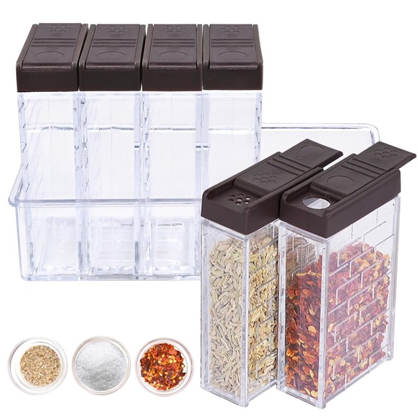 Spice Organiser - Set of 6 Plastic Spice Jars, Mini