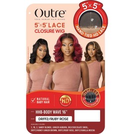 Outre Human Hair Blend 5X5 Lace Closure Wig - Hhb-Body Wave 16" (Color:DRFF2/RUBY ROSE)