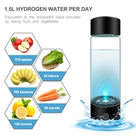 STFOCE Hydrogen Water Bottle, 2024 Portable Hydrogen Water Bottle Generator with Inhaler Adapter, Rechargeable Hydrogen Rich Water hydrogenator Glass Health Cup for Home Office, 420ML(Black)