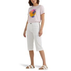 Lee Women's Ultra Lux Comfort with Flex-to-Go Utility Skimmer Capri Pant, Bright White, 12