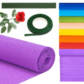 8 Colours Crepe Paper Crepe Paper Colourful Crepe Paper Rolls Florist Crepe Paper 25 x 250 cm for Making Valentine's Day Flowers DIY Flower Paper Crafts