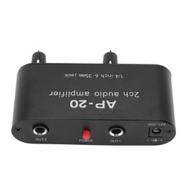 2 Channel Sound Amplifier, Balanced 1/4 Inch 6.35mm Gain Independent Adjustment Sound Amplifier Preamplifier, Compatible with Sound Instruments Microphones Amplifiers Preamplifiers