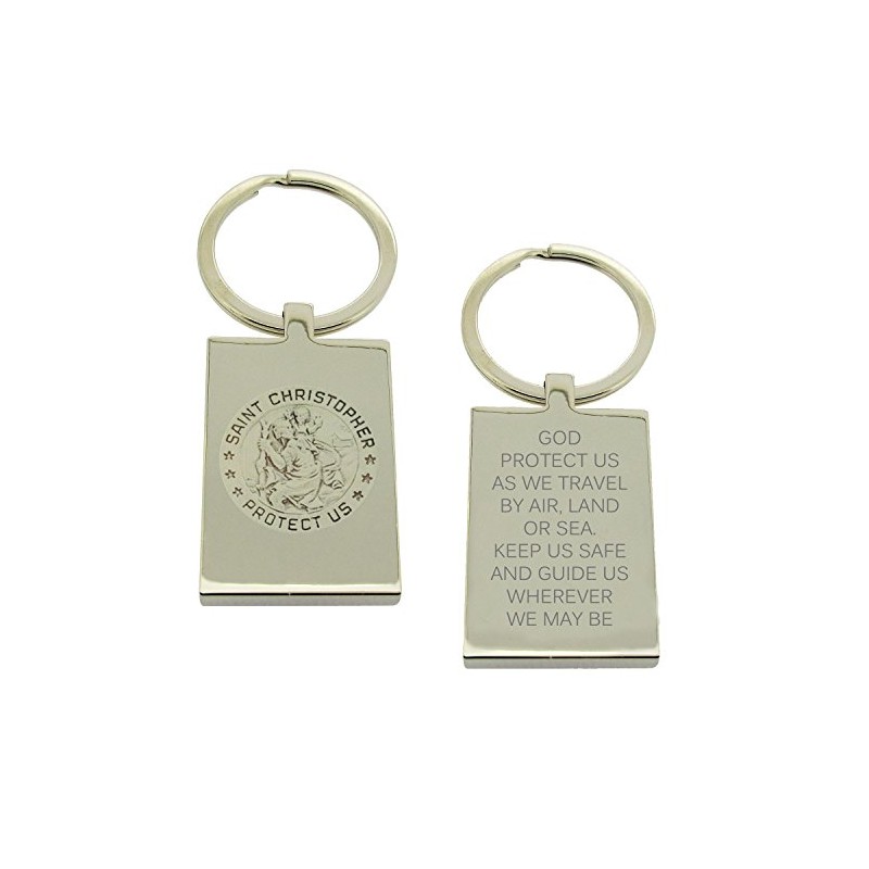 CJoL - Rectangle St Christopher Keyring With Travellers Prayer In