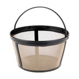 Coffee Filter Universal Permanent Basket-Style Coffee Filters Reusable Coffee Mesh Basket Cup Coffee Dripper Pour Over Gold Tone Filter Accessories with Solid Bottom Designed