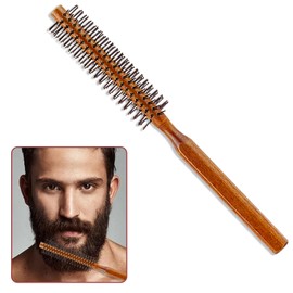 Männer Bart-Rundbürste, Bartstyling Föhnbürste Stylingbürste Bartpflege-Bürste für Männer Haarbürste aus echtem Holz für Bart Haar Professionelle runde Styling-Bürste zum entwirren glätten und föhnen