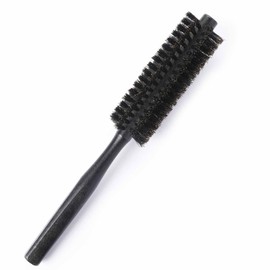 Boar Bristle Hair Brush, Small Mini Round Brush for Blow-Drying, Roller Hair Brush with Natural Wooden Handle, Curling Brush for Women, Beard Brush for Men