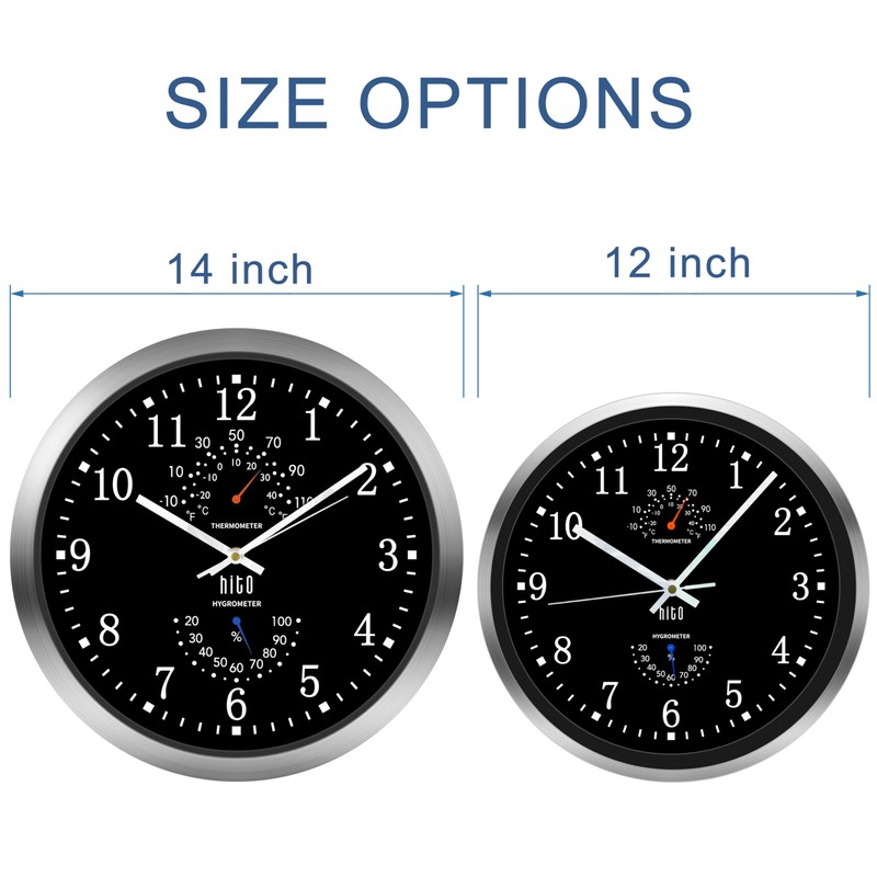 HITO 14 Inch Silent Wall Clock Battery Operated, Large Wall