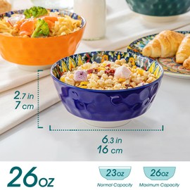 vancasso Cereal Bowls, Ceramic Soup Bowls Set of 6, 26 oz Corlorful Bowls Set for Kitchen, Dishwasher & Microwave Safe- for Cereal, Soup, Oatmeal, Ice Cream, Salad, Pasta etc.