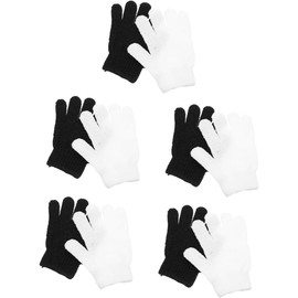 Poliéster Guantes de Ducha Exfoliantes Negro Blanco 10 Piezas