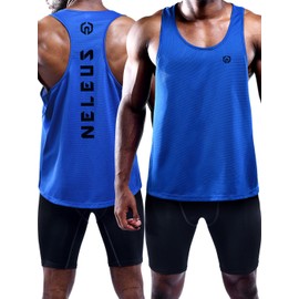 NELEUS Men's 3 Pack Dry Fit Y-Back Muscle Tank Workout Gym Shirt,5031,Blue,Red,Yellow, M