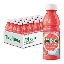 Tropicana 100% Ruby Red Grapefruit Juice, Single Serve, 10 Fl Oz Bottles (Pack of 24) - Real Fruit Juice, Vitamin C Rich, No Added Sugars, No Artificial Flavors