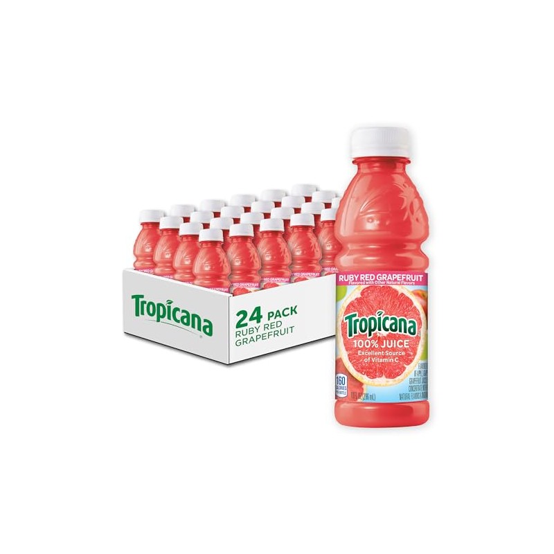 Tropicana 100% Ruby Red Grapefruit Juice, Single Serve, 10 Fl
