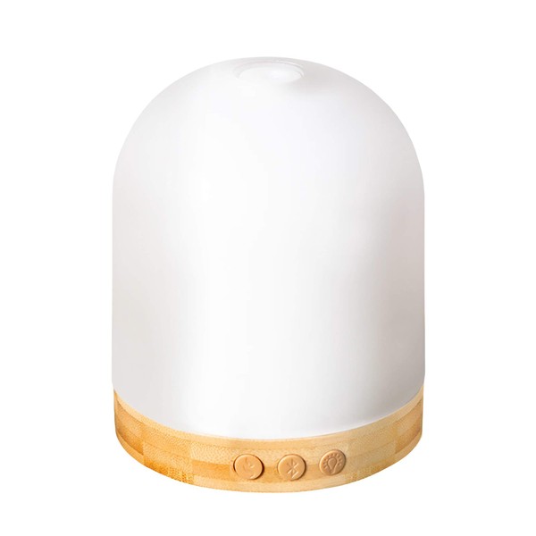 EARTHLITE Essential Oil Diffuser – 2-in-1 Aromatherapy & Bluetooth Speaker with Ultrasonic Glass Dome (6h/12h), White, 6oz (87300)