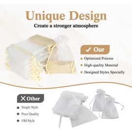 ilauke 36pcs Organza Bags Small,9x12cm Splicing Jute Bags,Burlap Bags Jewellery Pouches with Drawstring,Mesh Gift Bags for Wedding,Party,Birthday,DIY Craft,Christmas,Baby Shower