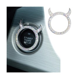 LKAHG Bling Car Engine Start Stop Decoration Ring, Crystal Rhinestone Auto Engine Push Start Button Ring Cover, Vehicle Start Button Lgnition Starter Knob, Universal for RV, SUV, Truck (AB Color)