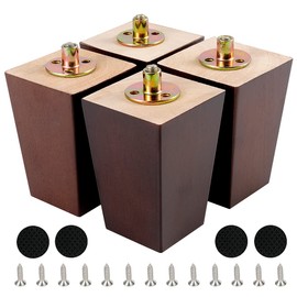 5 Inch Wood Furniture Legs, Wooden Couch Sofa Leg Feet Set of 4, Mid-Century Modern Walnut Square Replacement Legs for Sectional Nightstand Armchair Recliner Table Dresser Sideboard