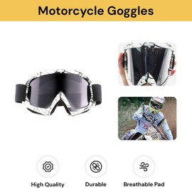 EZONEDEAL ATV Goggles Dirt Bike Goggles Motorcycle Motocross Goggles For Men Women, Bike Riding Goggles, Anti UV Dustproof Anti Fog Racing Skiing Goggles, Offroad Riding Goggles (Black+White)