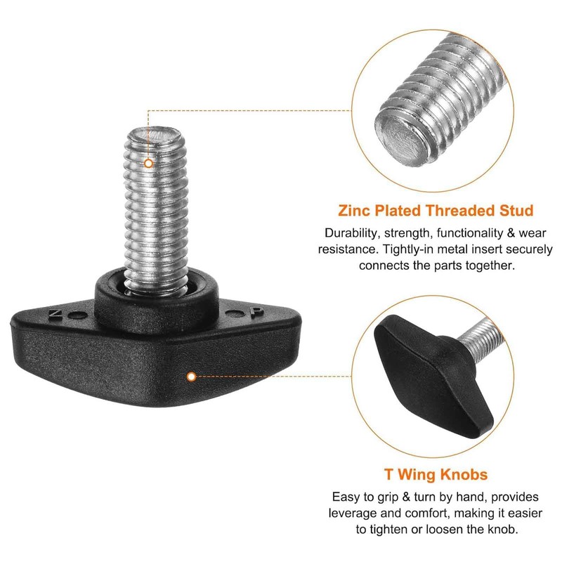4pcs Tee Wing Knobs Thumb Screws M8 x 16mm Standard