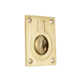 Infinity Decor Polished Brass Square Flush Pull Ring Handle 60mm x 50mm Cabinet Door Lifting Ring for Recessed Furniture Boat Hatch, Cupboard, Drawer