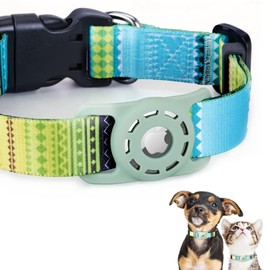 masamilk Dog Air Tag Collar for AirTag, Cat, Dog, Pet Collar, Lost, Tracking, Pet Supplies, AirTag Compatible Case (M, Bohemian Green)
