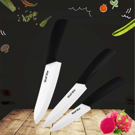 Kitchen Ceramic Knife Set Professional Knife With Sheaths, Super Sharp Rust Proof Stain Resistant (6" Chef Knife, 5" Utility Knife, 4" Fruit Knife)