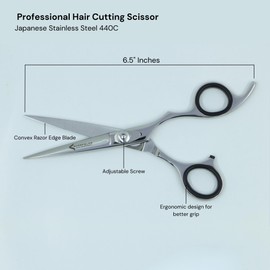 SHARPGLAM Hair Scissors – Professional 6.5 Hair Cutting Shears, Japanese Stainless Steel, Barber Shears for Men and Women, Hairdresser Tool (SteelVibe Silver)