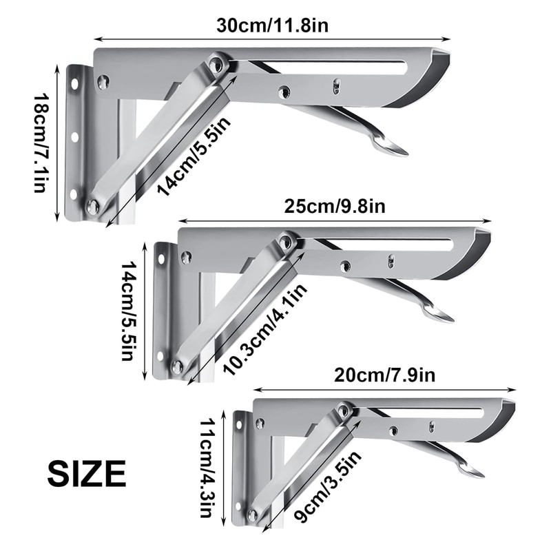 Pack of 2 200 mm Folding Console Heavy Duty Stainless