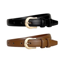 Women Faux Leather Belt for Jeans Pants Dress Belt, Black & Brown, M